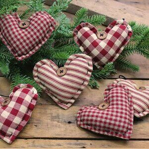 Heart - Set of 6 Red Ornament NEW